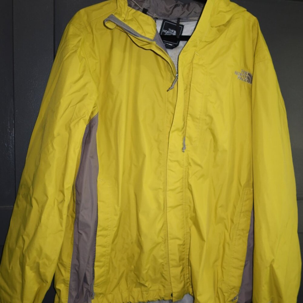 Men's Lime Green North Face Rain Jacket - Size Large